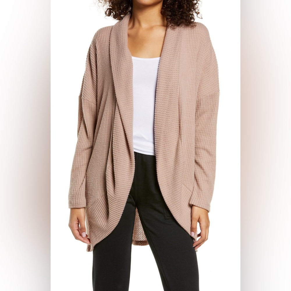 Anthropologie Socialite Cream Waffle Drape Cardigan